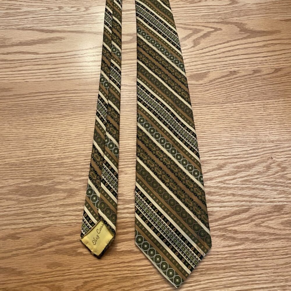 Gold/Brown/Olive Green Striped Tie